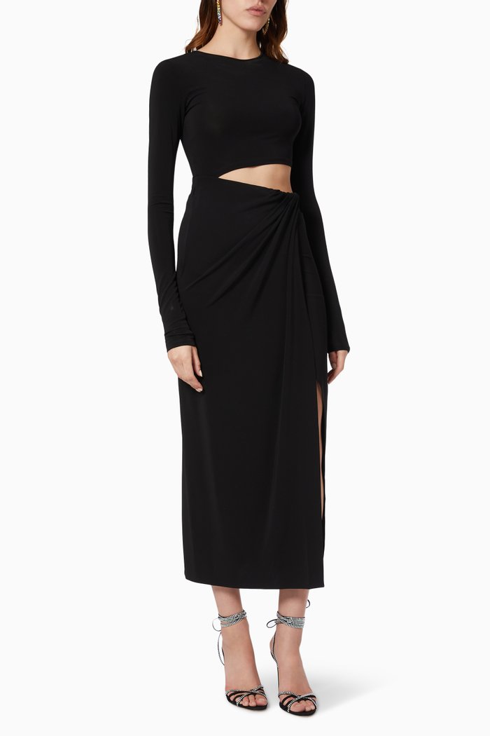 

Gia Cut-out Midi Dress in Jersey, Black