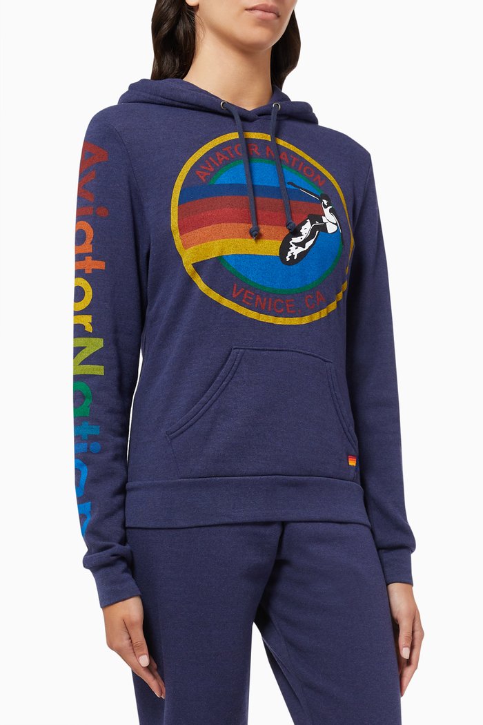 

Aviator Nation Pullover Hoodie in Cotton Jersey, Blue