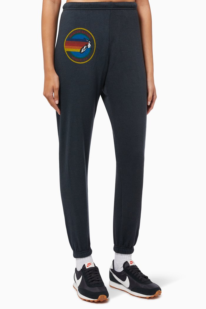 Aviator Nation Sweatpants in Cotton Jersey, Black