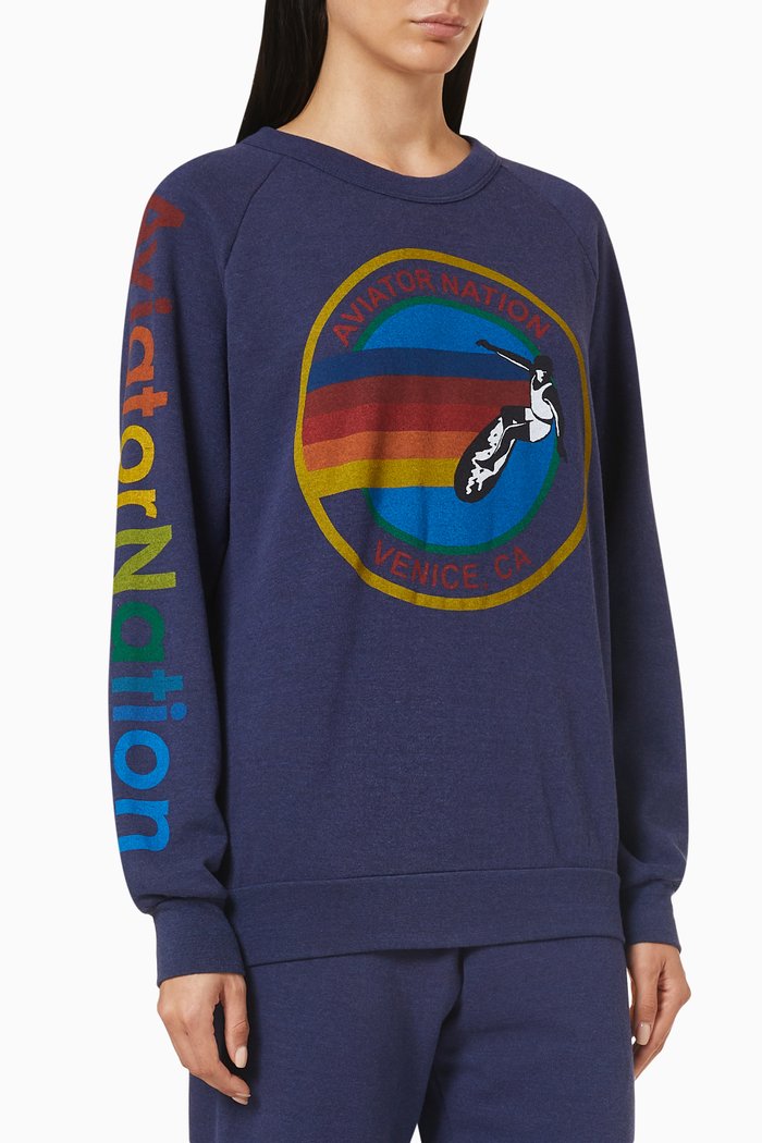 Aviator Nation Sweatshirt in Cotton Jersey, Blue