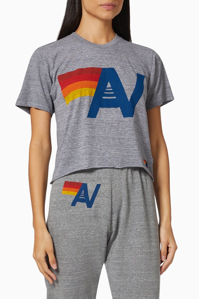 

Logo Boyfriend T-shirt in Cotton Jersey, Grey