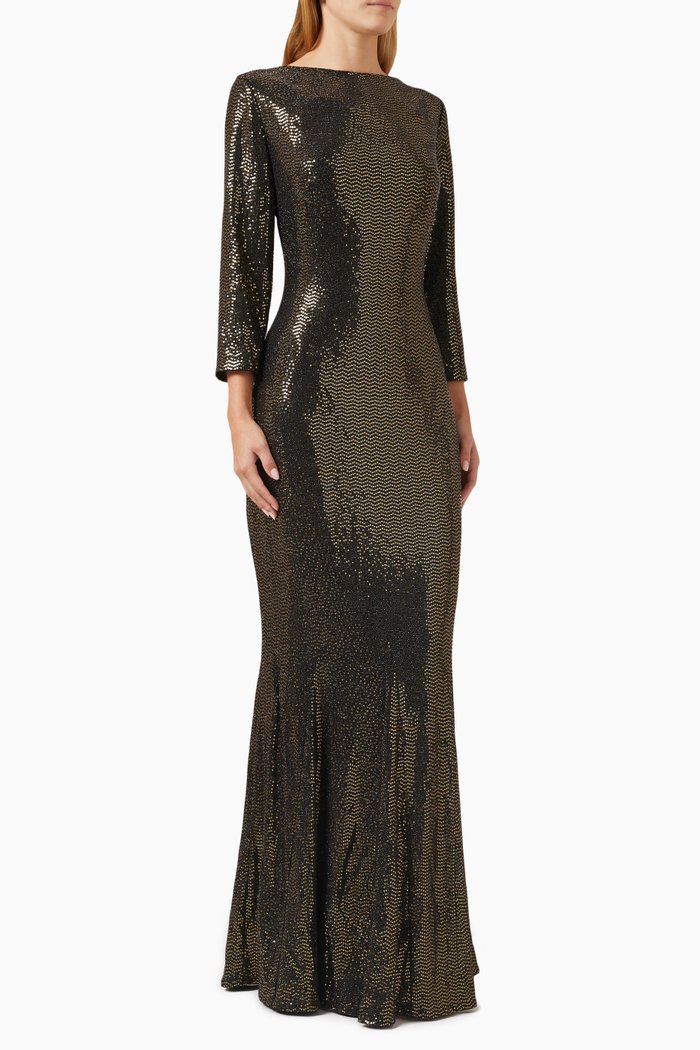 

Sequin-Embellished Gown, Gold