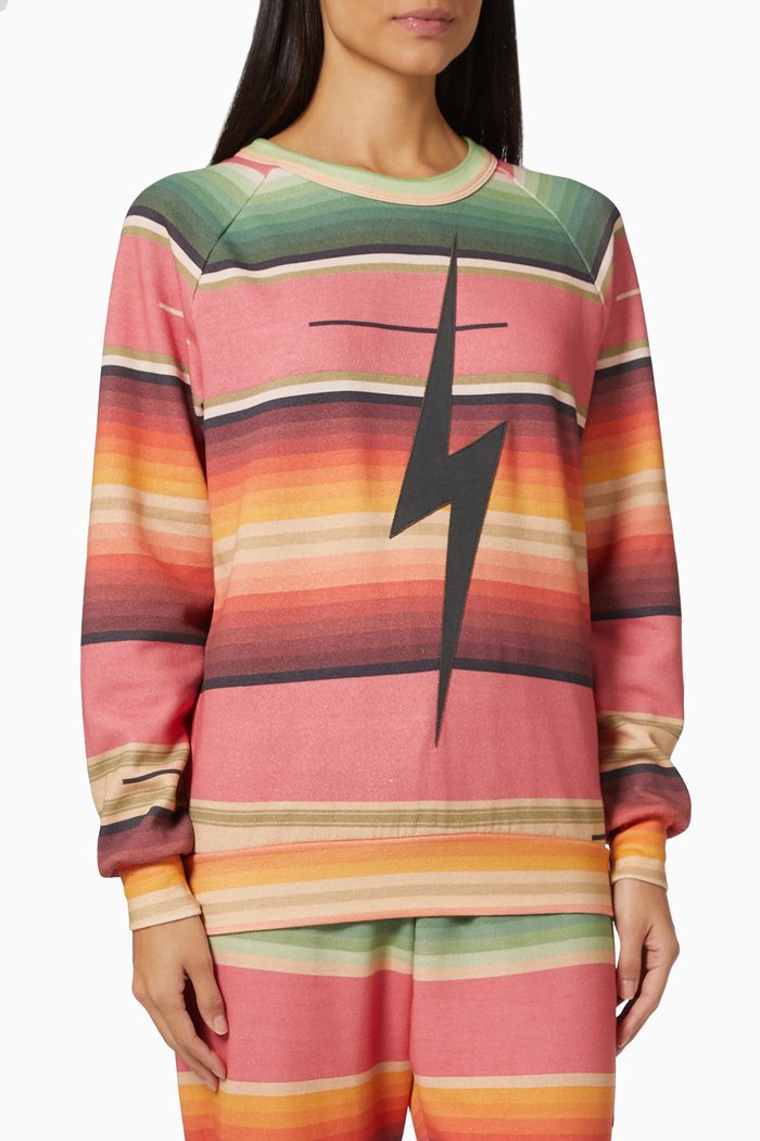 Serape Bolt Stitch Sweatshirt in Cotton Jersey, Pink