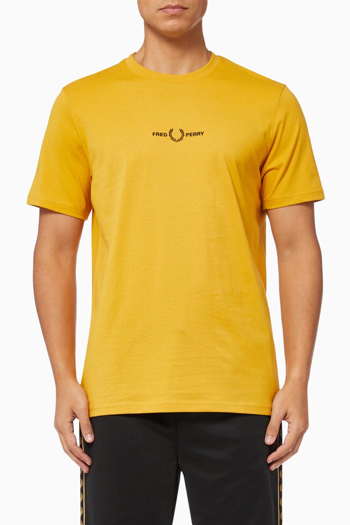 

Embroidered Logo T-Shirt in Cotton, Gold