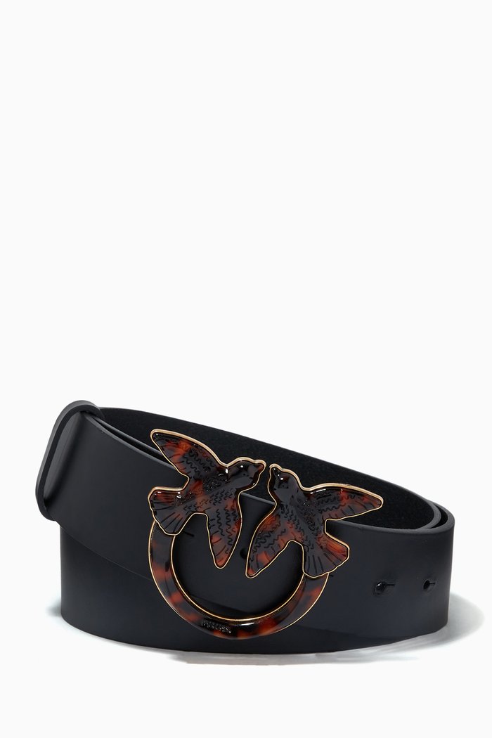 

Tortoiseshell Love Birds Belt in Leather, Black