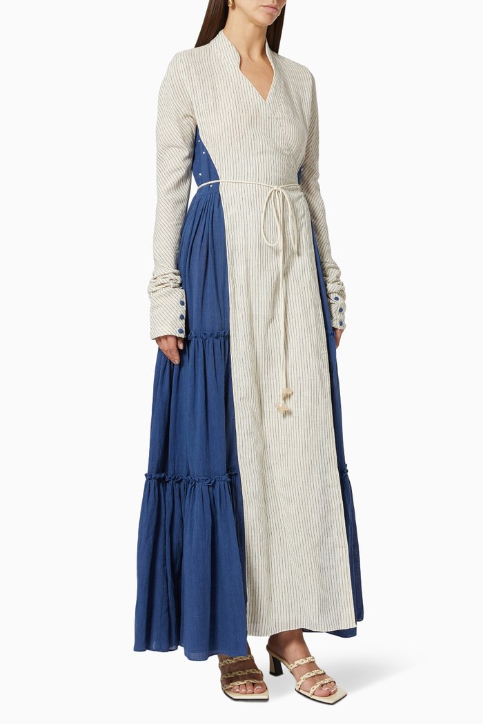 

Long Sleeve Tiered Dress, Blue