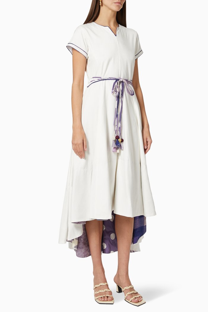 High Low Belted Dress, Neutral