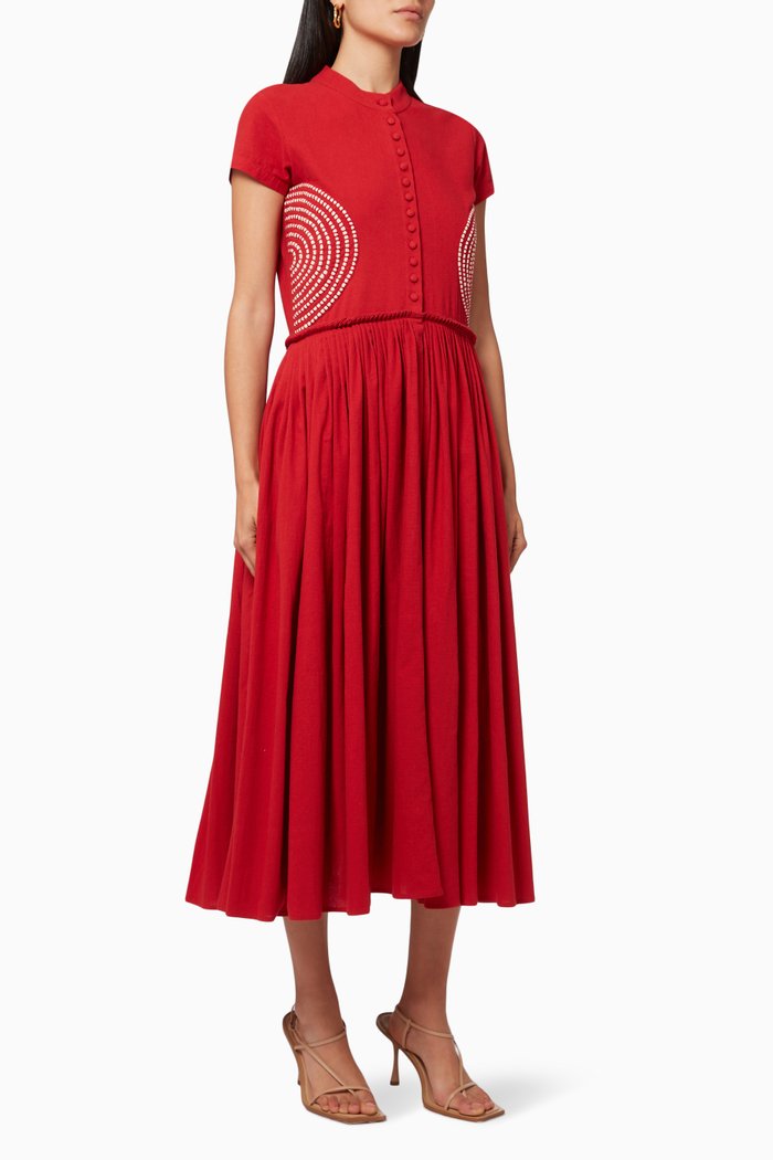 

Pleated Maxi Dress, Red