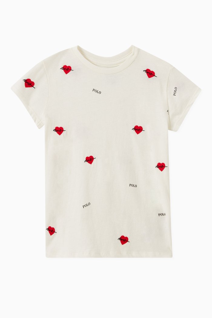 

Embroidered Heart T-shirt in Jersey, White