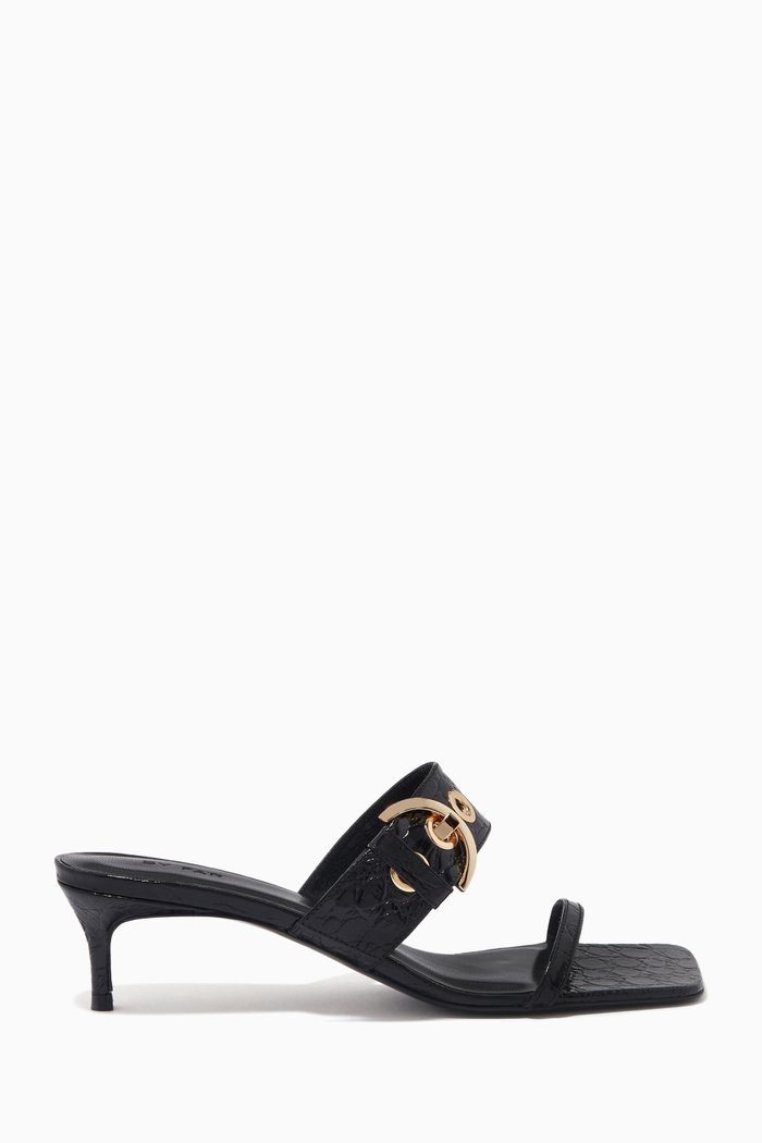 

Bettina Mules in Croc-embossed Leather, Black