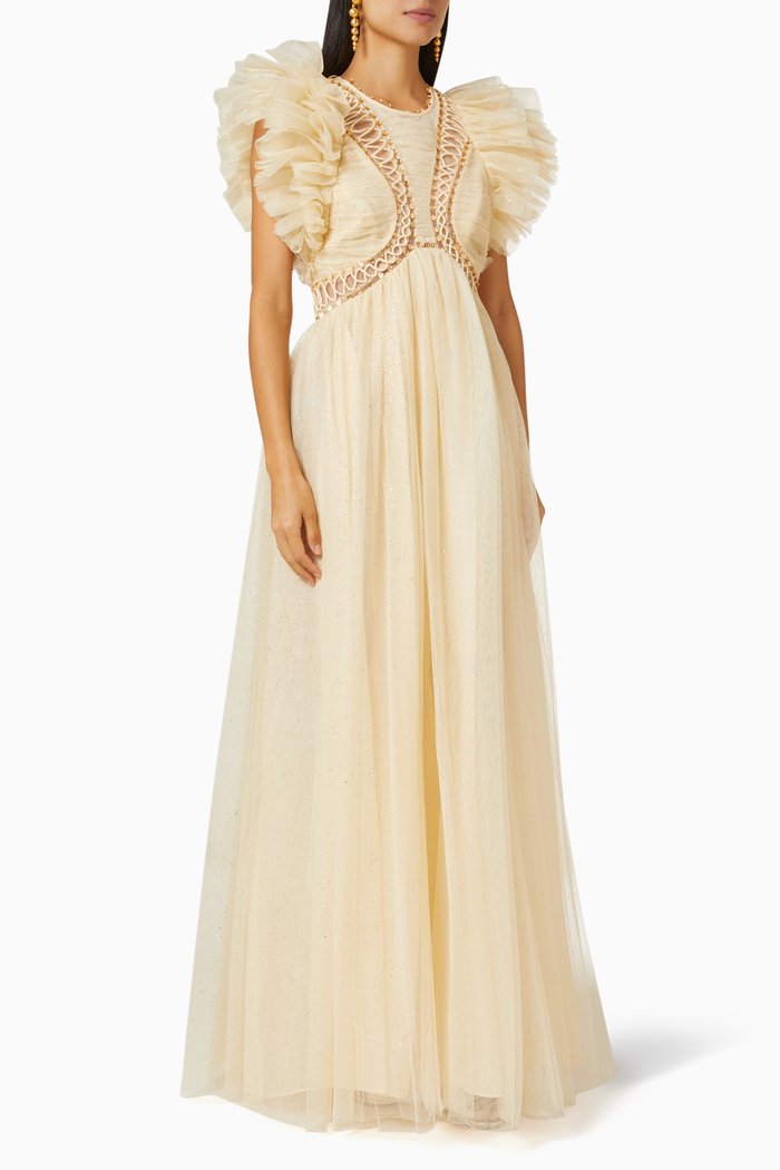 

Dancer Maxi Dress in Glitter Tulle, Neutral