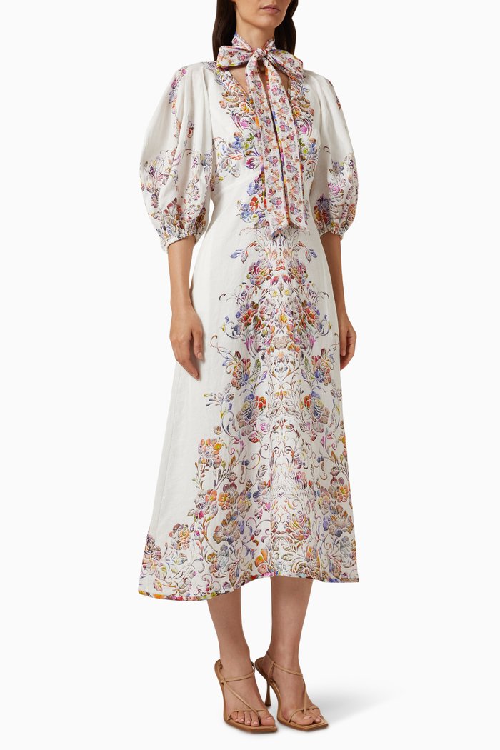 

Prima Day Midi Dress in Linen, Multicolour