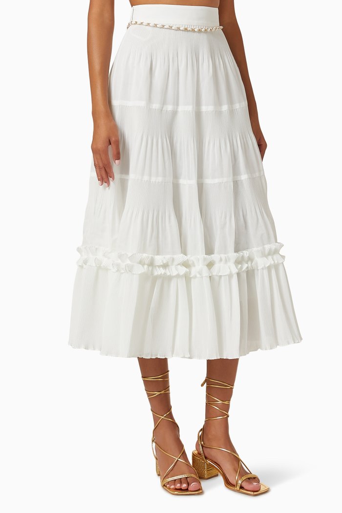 

Pleated Midi Skirt, Neutral