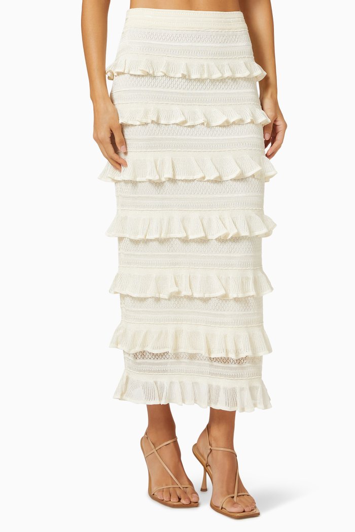 Dancer Tube Midi Skirt in Viscose, Neutral