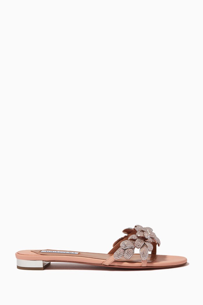

Galactic Flower Slide Sandal in Nappa Leather, Pink
