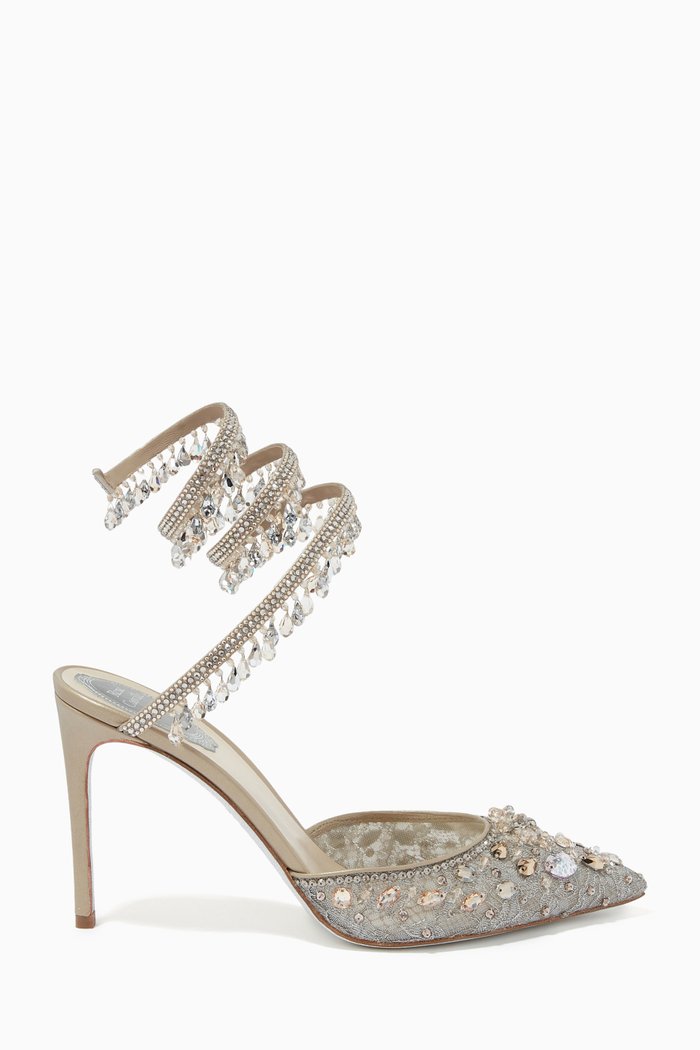

Greige 105 Pumps in Lace Satin, Grey