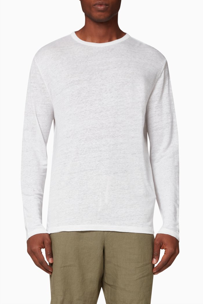 

Long Sleeve T-Shirt in Linen, White