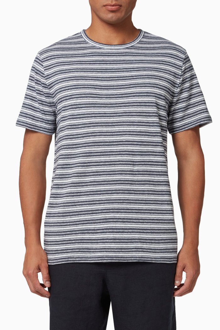 

Variegated Stripe T-shirt in Cotton, Blue