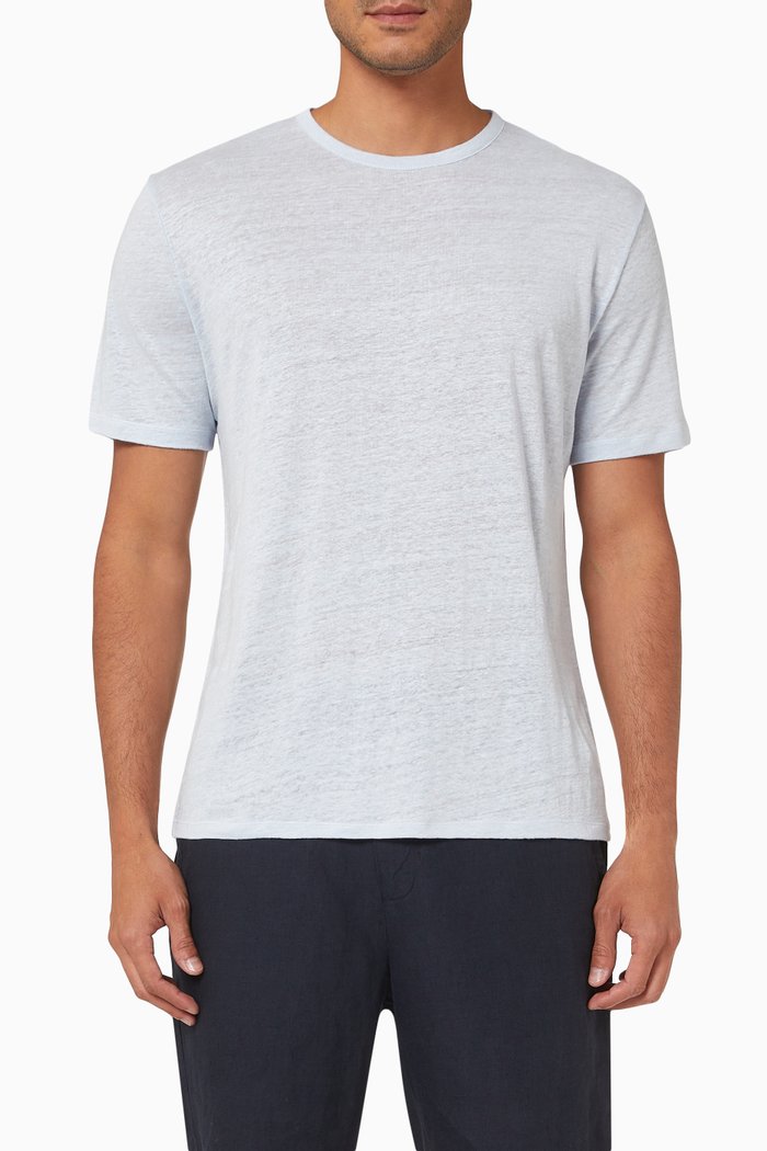 

Crewneck T-shirt in Linen Jersey, Blue