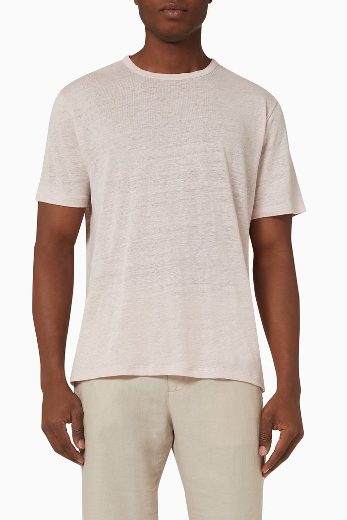 

Crewneck T-shirt in Linen Jersey, Pink