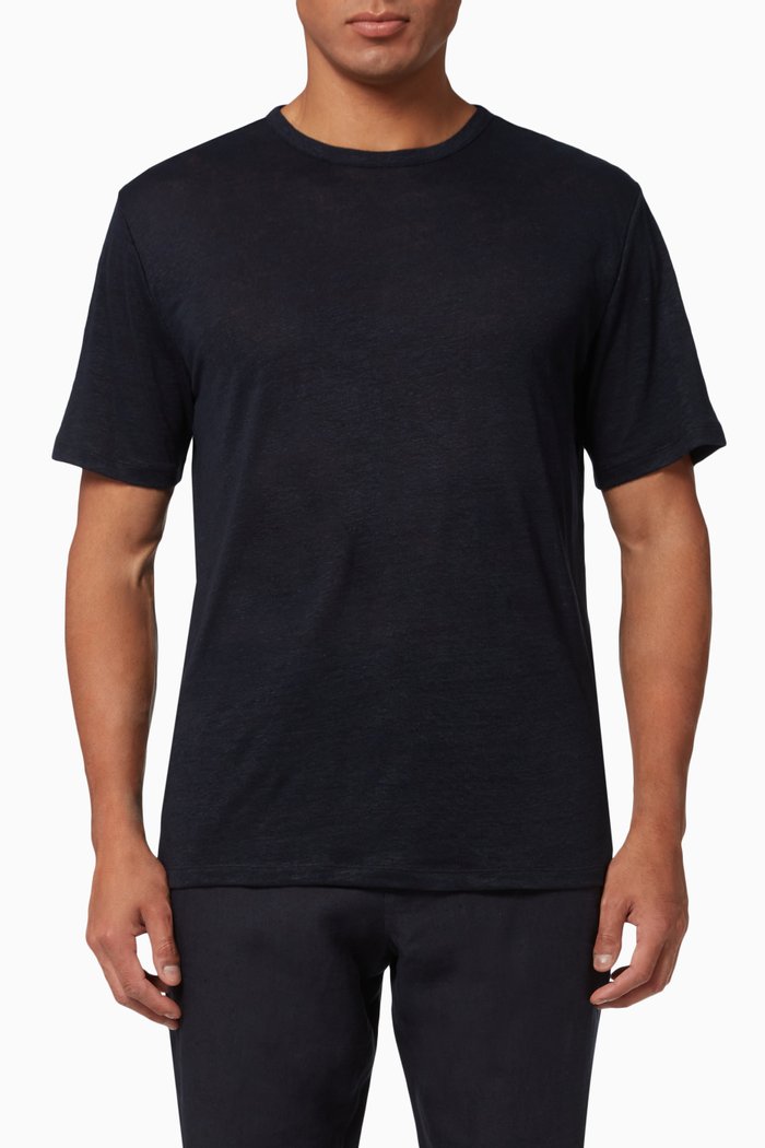 

Crewneck T-shirt in Linen Jersey, Blue