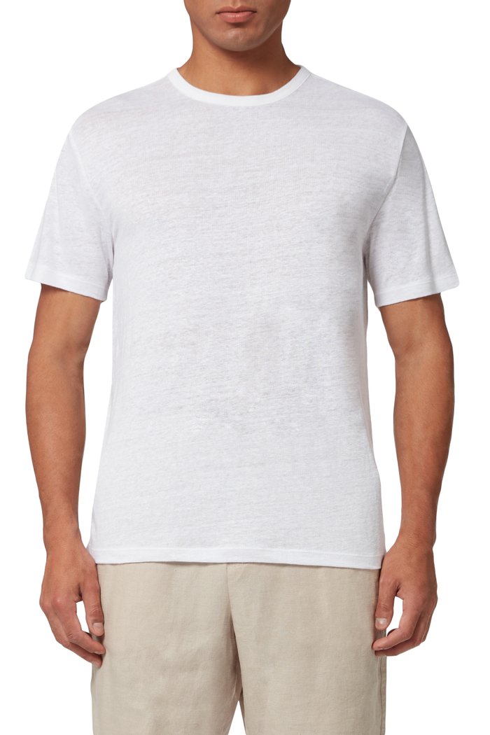 

Crewneck T-shirt in Linen Jersey, White