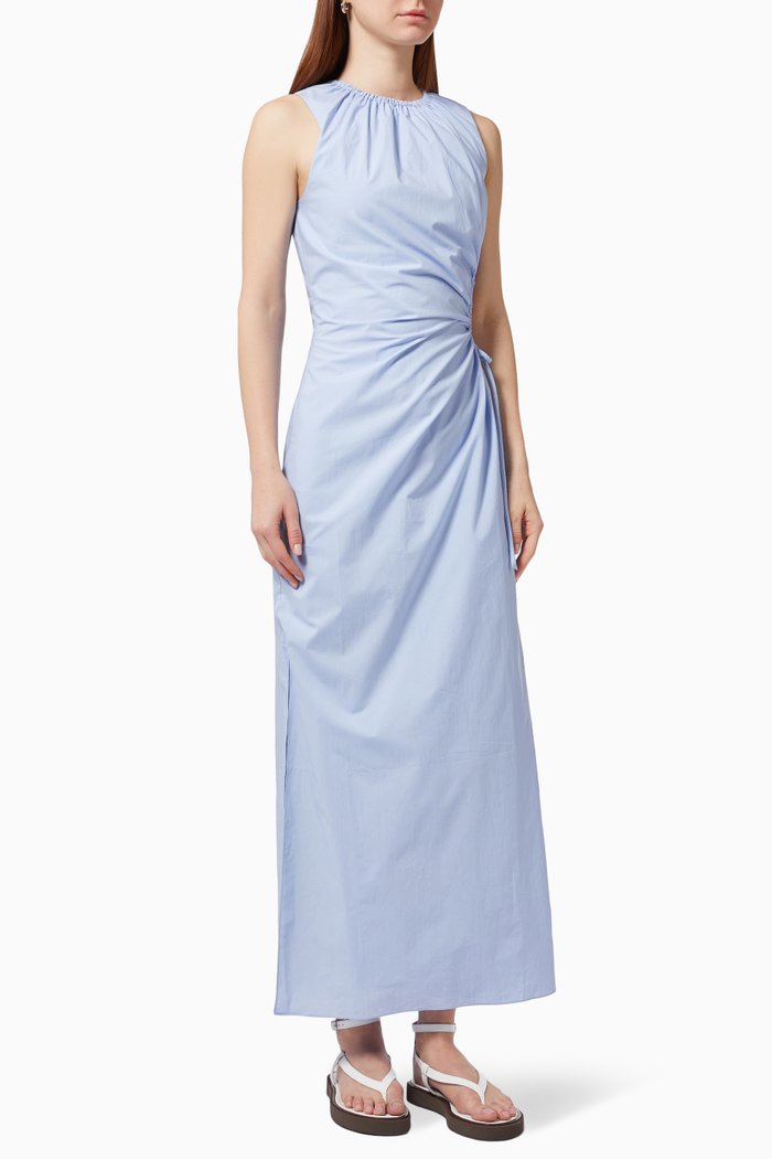 

Ilkin Cut Out Dress in Italian Poplin, Blue