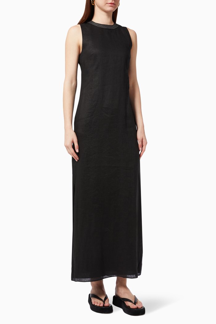 

Vilma Cut Out Dress in Linen, Black