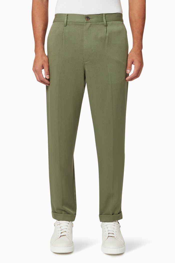 Lounge Pants in Cotton Linen, Green