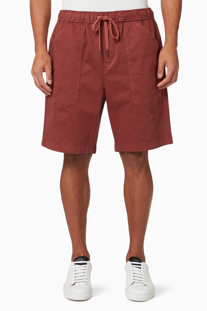 

Garment Dye Canvas Short in Stretch Cotton, Red