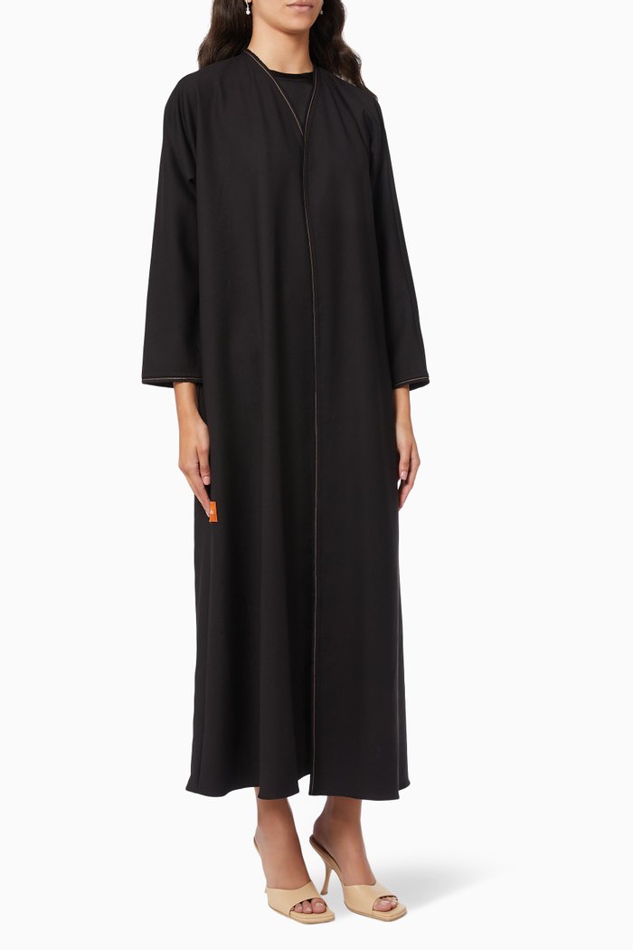 

Abaya with Fringe Detailing, Black