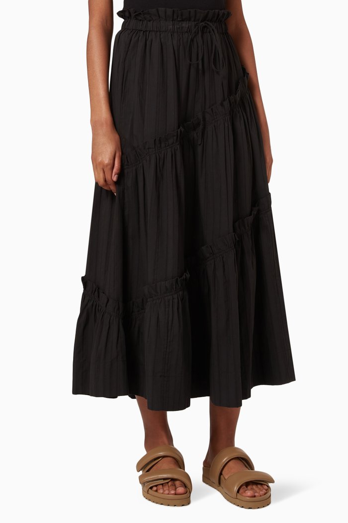 

Ella Drawstring Skirt in Cotton, Black