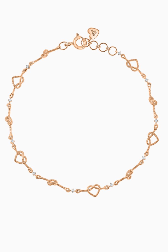 

Mini Alyada Heart Knot Bracelet with Diamonds in 18kt Yellow Gold