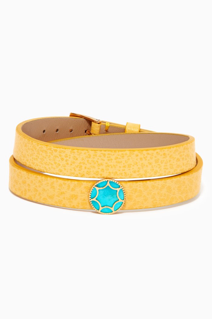 

Amelia Roma Mother of Pearl Double Bracelet in Leather & 18kt Yellow Gold