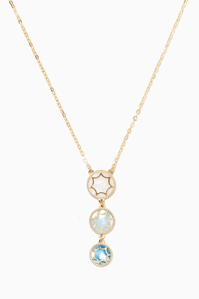 

Amelia Roma Mother of Pearl Three Dangle Necklace in 18kt Yellow Gold