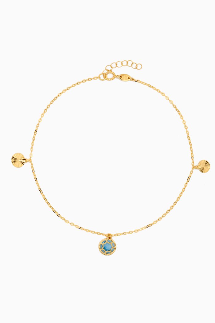 Amelia Mother of Pearl Anklet in 18kt Yellow Gold