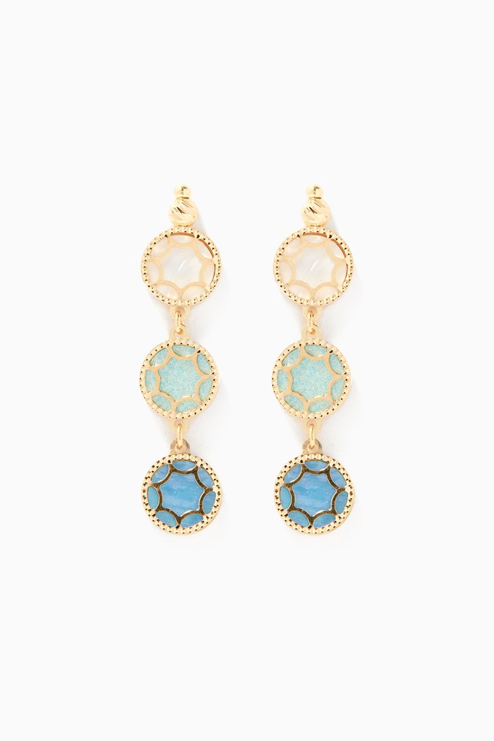 

Amelia Roma Mother of Pearl Three Dangle Earrings in 18kt Yellow Gold