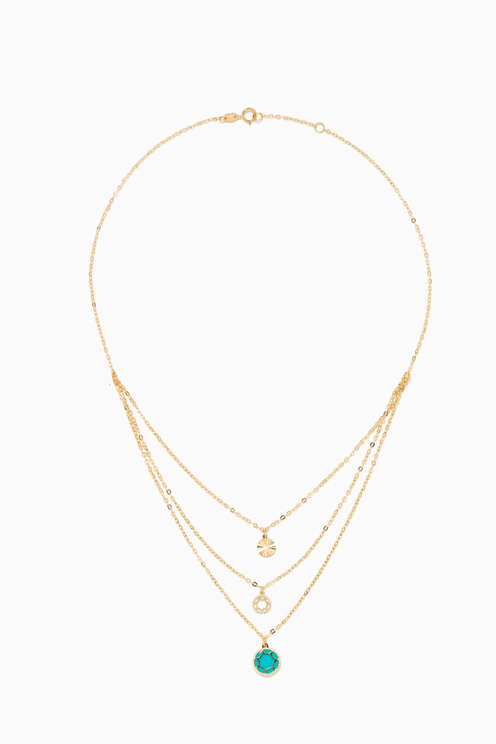 

Amelia Roma Mother of Pearl Three Layer Necklace in 18kt Yellow Gold