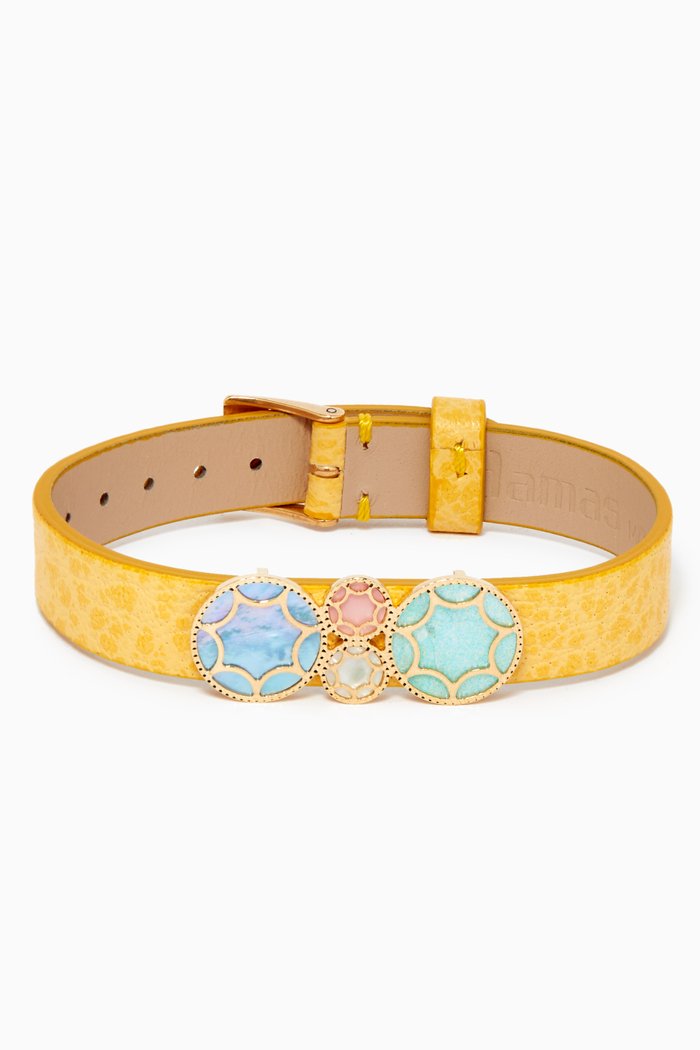 Amelia Roma Mother of Pearl Bracelet in Leather & 18kt Yellow Gold