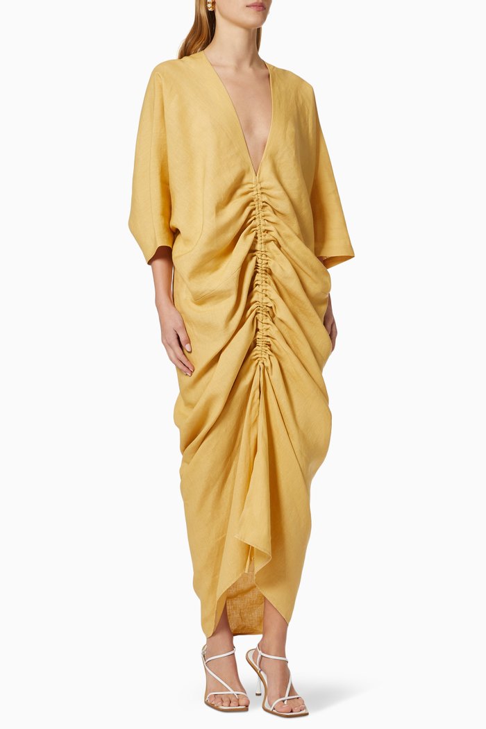 

Rafaella Dress in Linen, Yellow