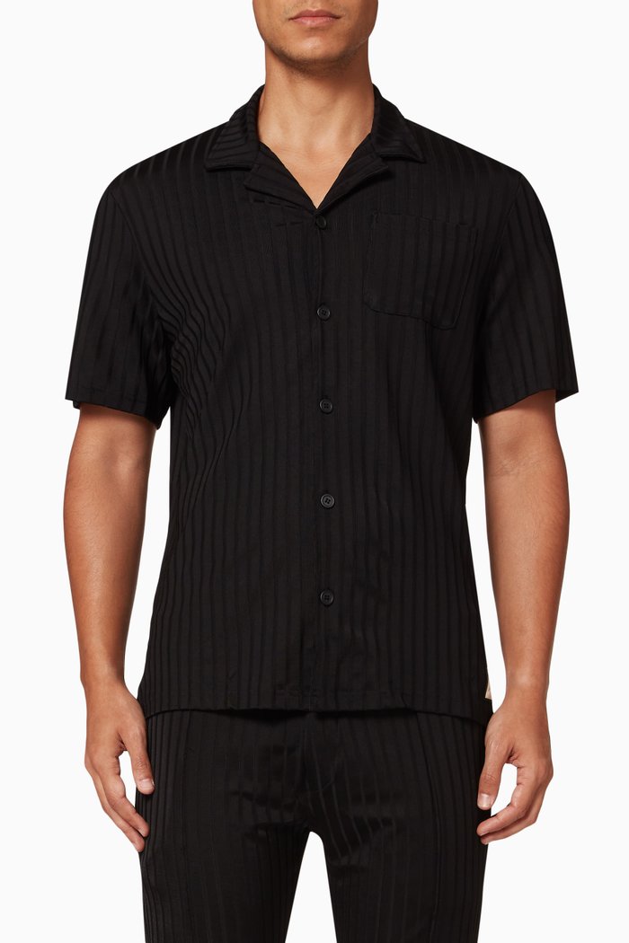Anderson Shirt in Ribbed Jersey, Black