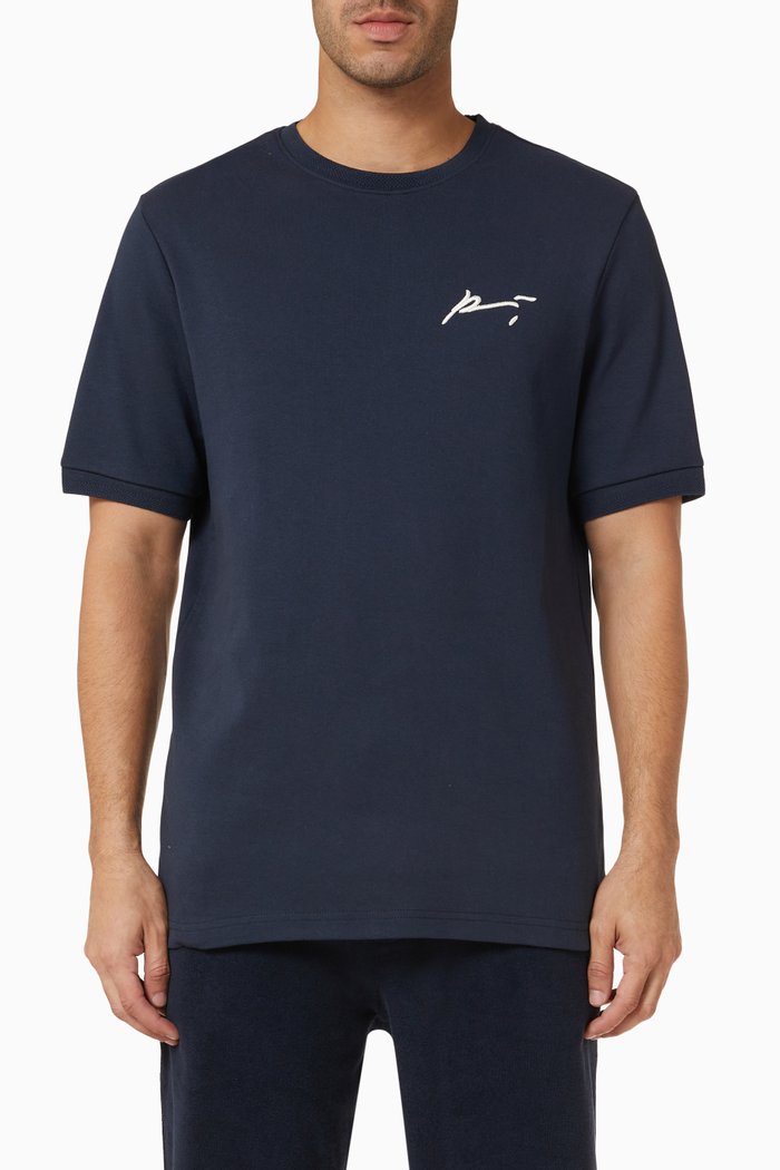 

Signature Core Embroidered T-shirt in Cotton Jersey, Blue