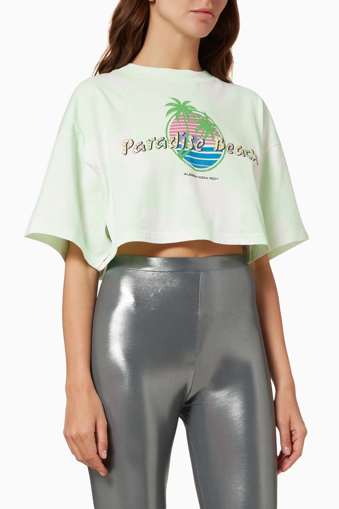 

Paradise Beach Cropped T-shirt in Jersey, Green