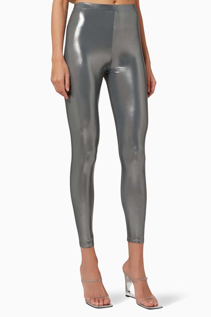 

Laminated High-waist Leggings in Lycra, Grey