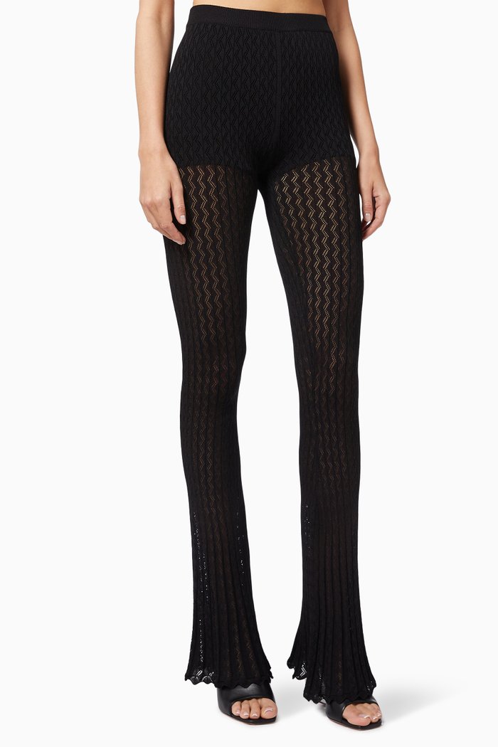 

Knitted Flared Leggings, Black