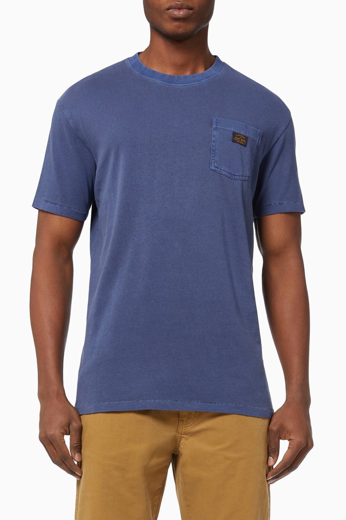 

Vintage Workwear Embroidery T-shirt in Cotton Jersey, Blue