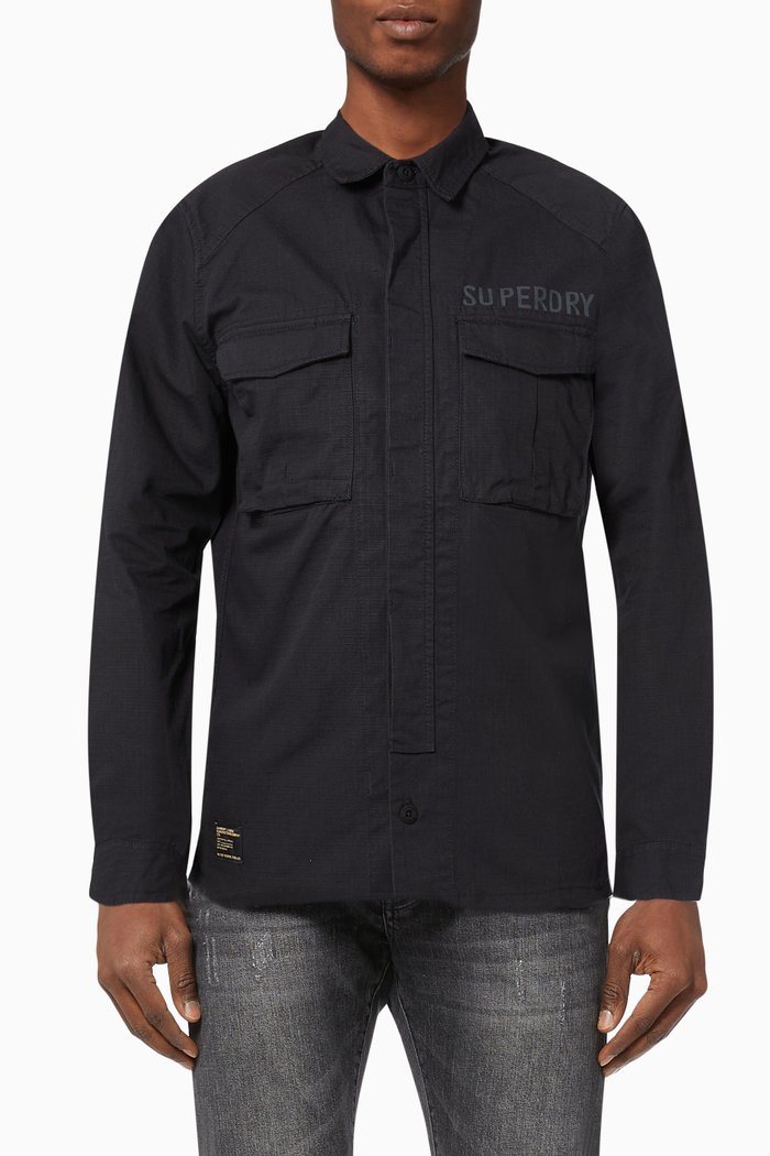

Military Shirt in Cotton, Black