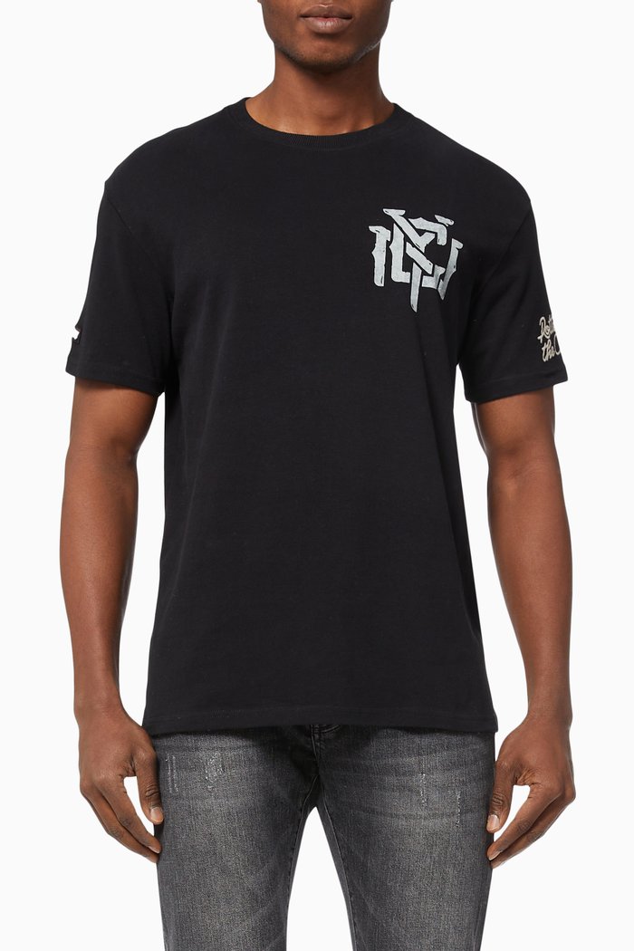 

Crossing Lines T-shirt in Cotton Jersey, Black