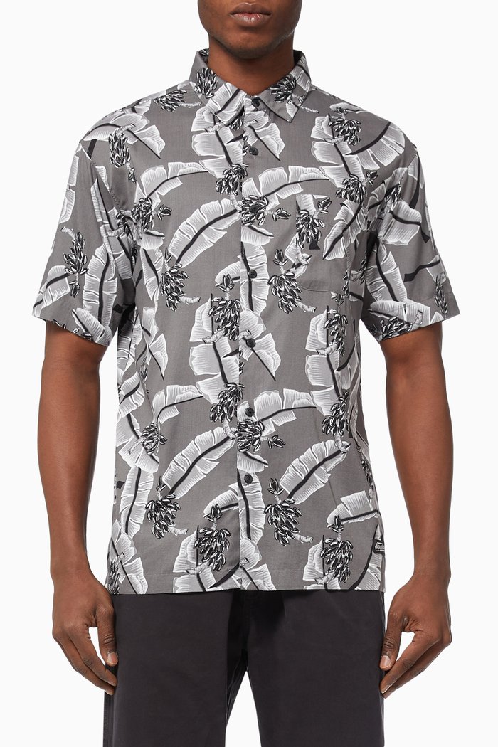 

Boho Floral Print Shirt in Cotton Modal, Grey