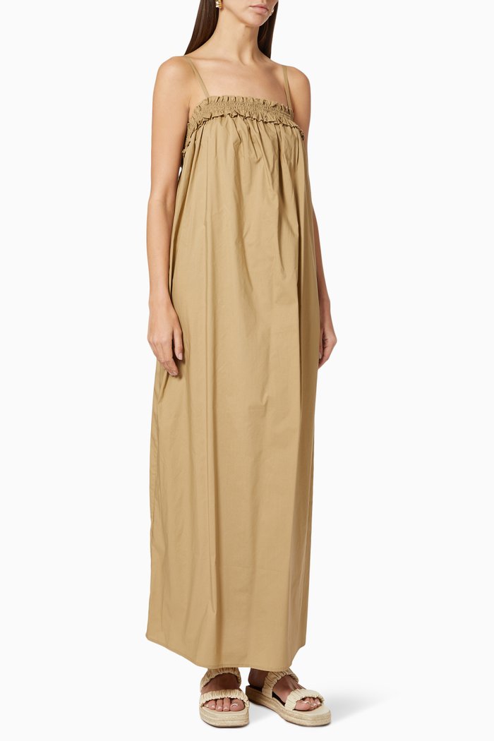 

Ida Maxi Dress in Cotton Poplin, Neutral